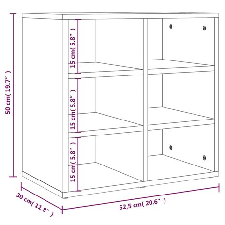 Schoenenkast 52,5x30x50 cm grijs sonoma eikenkleurig 9