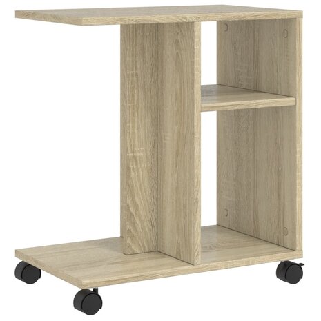 Bijzettafel met wieltjes 50x30x55 cm hout sonoma eikenkleurig 7