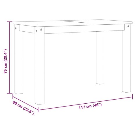 Eettafel Panama 117x60x75 cm massief grenenhout wit 8