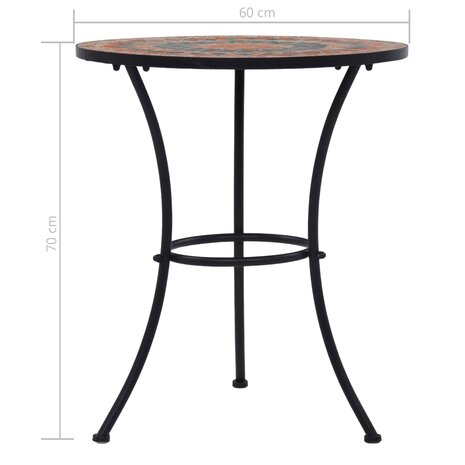 Bistrotafel mozaïek 60 cm keramiek oranje en grijs 8