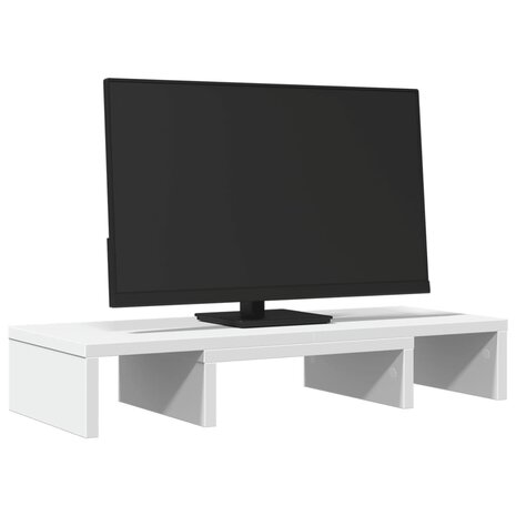 Monitorstandaard verstelbaar 60x24x10,5 cm bewerkt hout wit 3