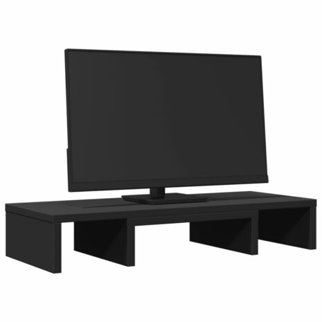 Monitorstandaard verstelbaar 60x24x10,5 cm bewerkt hout zwart 3