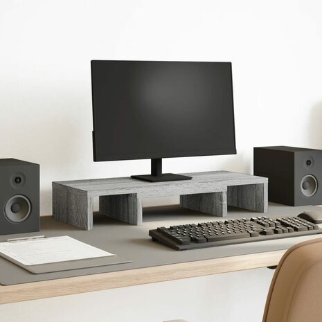 Monitorstandaard verstelbaar 60x24x10,5 cm hout grijs sonoma 1
