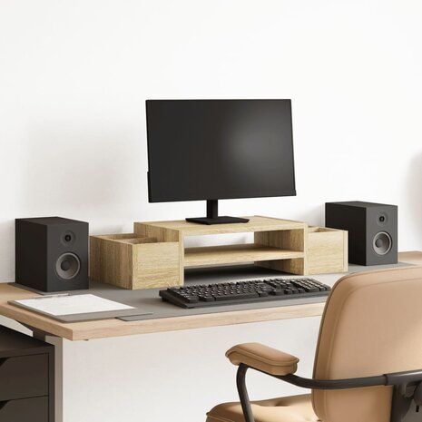 Monitorstandaard met opbergruimte 70x27x15 cm hout sonoma eiken 1