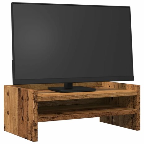 Monitorstandaard 42x24x16 cm bewerkt hout oud houtkleurig 3