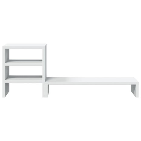 Monitorstandaard met bureau-organizer bewerkt hout wit 4