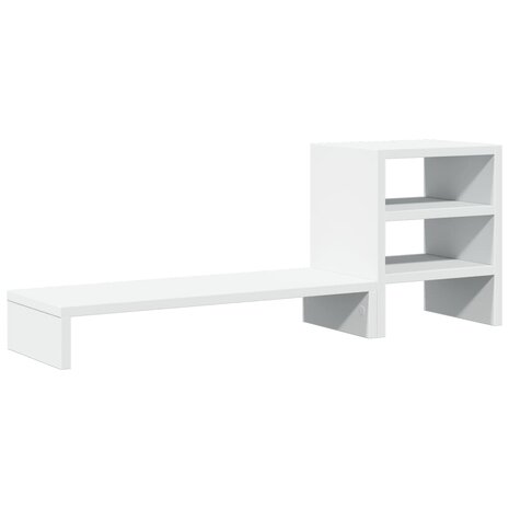 Monitorstandaard met bureau-organizer bewerkt hout wit 6