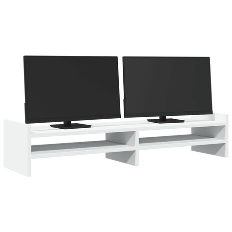 Monitorstandaard 100x27x20 cm bewerkt hout wit 3