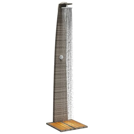 Buitendouche 55x60x224 cm poly rattan en acaciahout grijs 4