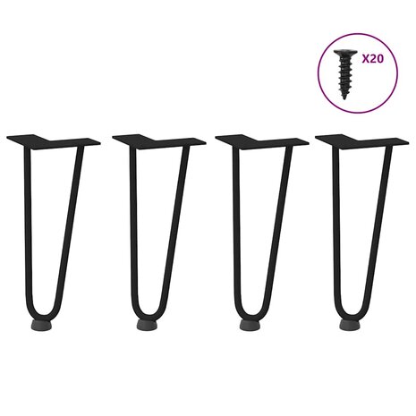 Haarspeld tafelpoten 4 st 30 cm massief staal zwart 1