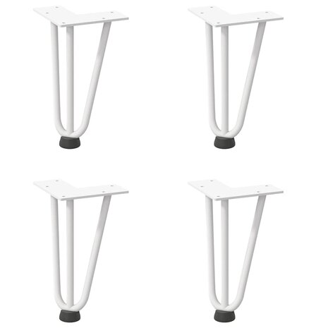 Haarspeld tafelpoten 4 st 20 cm massief staal wit 2