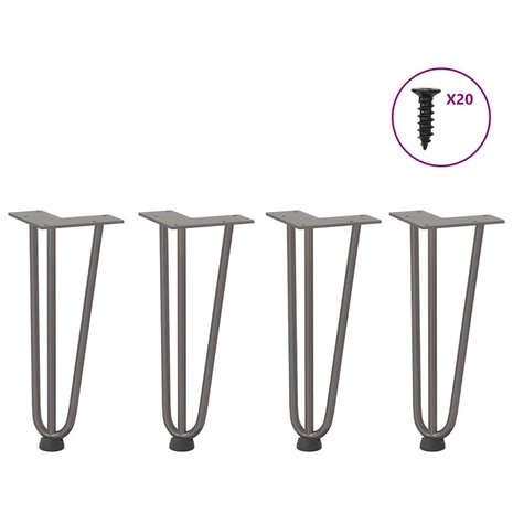 Haarspeld tafelpoten 4 st 30 cm massief staal naturel 1