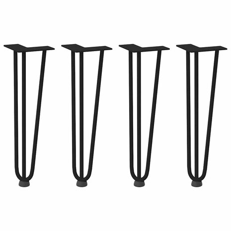Haarspeld tafelpoten 4 st 42 cm massief staal zwart 2