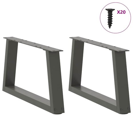 Eettafelpoten 2 st V-vormig 50x(30-31,3) cm staal antraciet 3