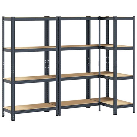 Opbergrekken 4-laags 3 st staal & bewerkt hout antracietkleurig 2