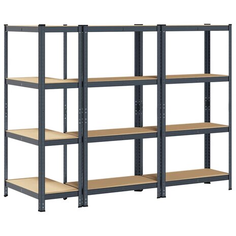 Opbergrekken 4-laags 3 st staal & bewerkt hout antracietkleurig 6