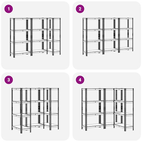 Opbergrekken 4-laags 3 st staal & bewerkt hout antracietkleurig 7