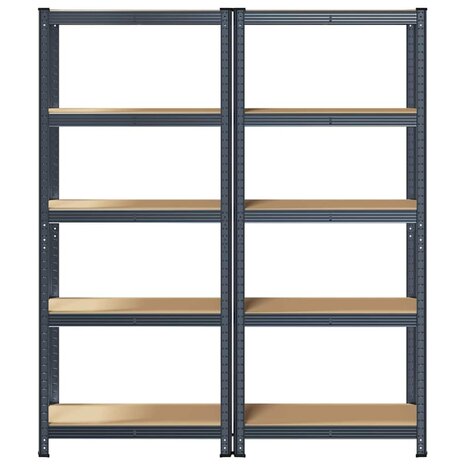 5 Laags Opbergrek 2 stuks antracietkleurig staal & bewerkt hout 4