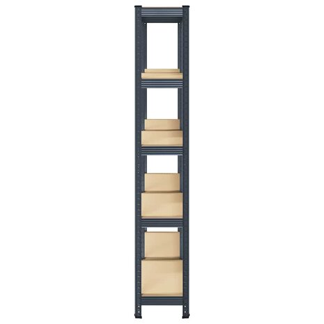 5 Laags Opbergrek 2 stuks antracietkleurig staal & bewerkt hout 5