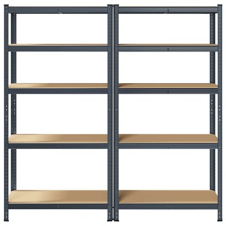 5 Laags Opbergrek 2 stuks antracietkleurig staal & bewerkt hout 4