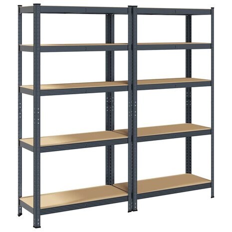 5 Laags Opbergrek 2 stuks antracietkleurig staal & bewerkt hout 6