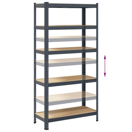 5 Laags Opbergrek 2 stuks antracietkleurig staal & bewerkt hout 8