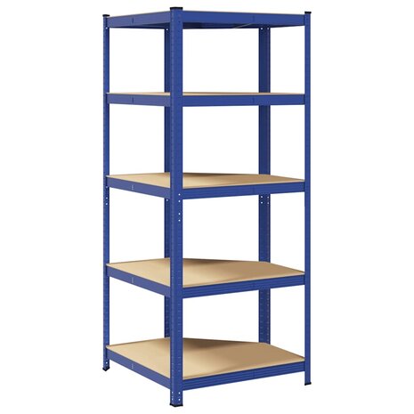 Hoekrek 5-laags staal en bewerkt hout blauw 5