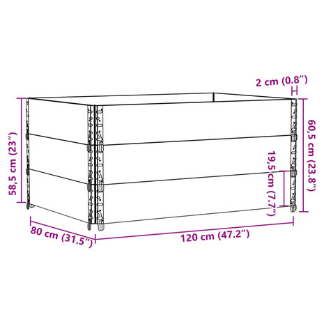 Palletopzetranden 3 st 120x80 cm massief grenenhout grijs 8