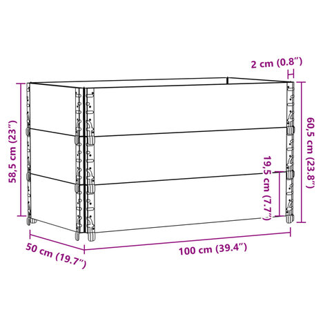 Palletopzetranden 3 st 100x50 cm massief grenenhout bruin 8