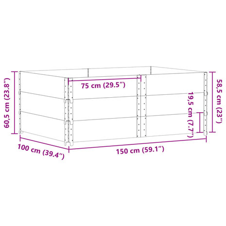 Palletopzetranden 3 st 150x100 cm massief grenenhout grijs 7