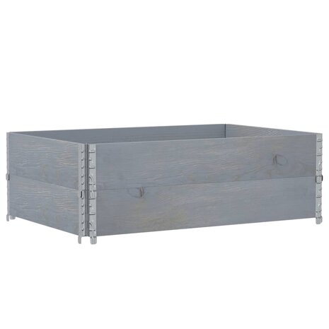 Palletopzetranden 2 st 120x80 cm massief grenenhout grijs 2