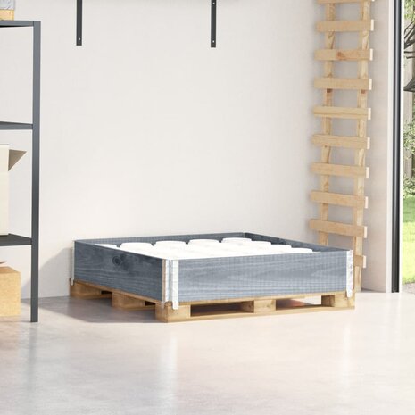 Palletopzetrand 100x100 cm massief grenenhout grijs 1