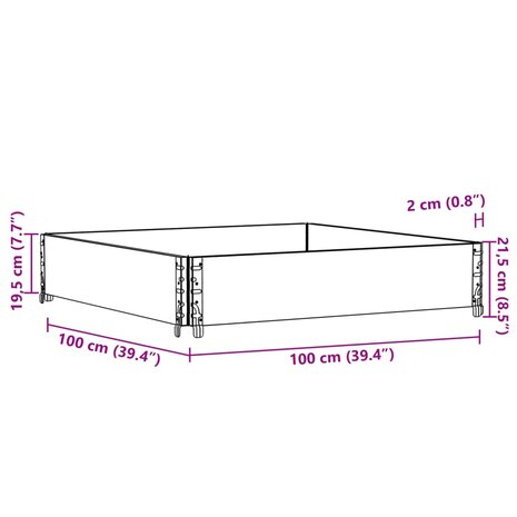 Palletopzetrand 100x100 cm massief grenenhout grijs 8