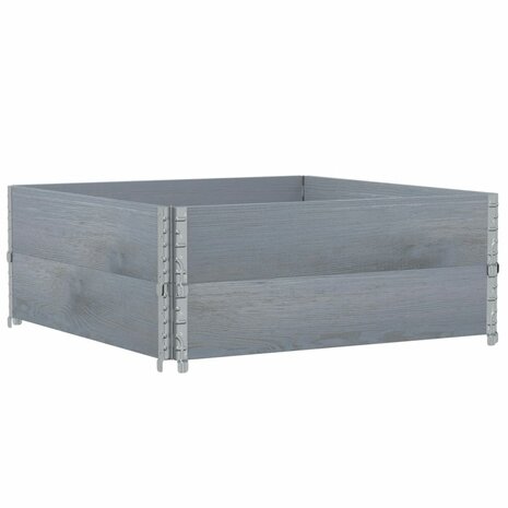 Palletopzetranden 2 st 100x100 cm massief grenenhout grijs 2