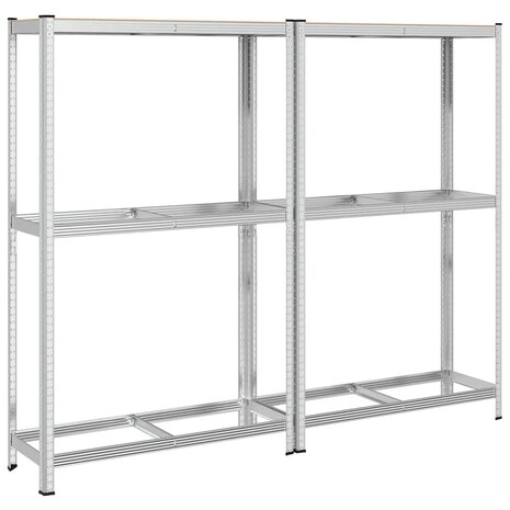 2-laags bandenrekken 2st 110x40x180cm staal&bewerkt hout zilver 2