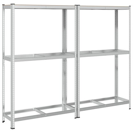2-laags bandenrekken 2st 110x40x180cm staal&bewerkt hout zilver 6