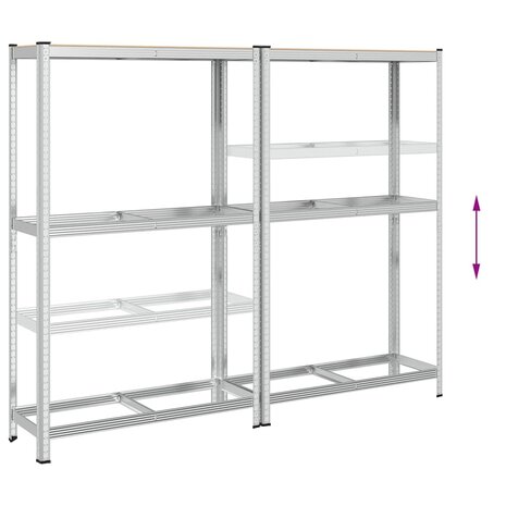 2-laags bandenrekken 2st 110x40x180cm staal&bewerkt hout zilver 7