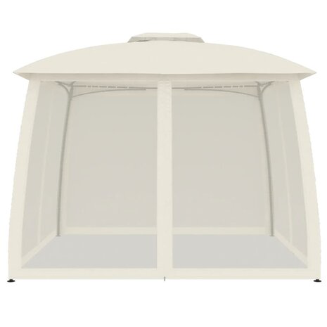 Prieel zijwanden van gaas en dubbel dak 2,93x2,93 m staal crème 3