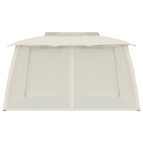 Prieel zijwanden van gaas en dubbel dak 3,93x2,93 m staal crème 3