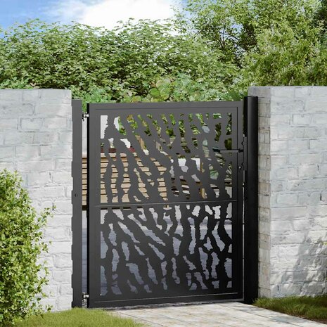 Poort met sporenontwerp 105x106 cm staal zwart 1