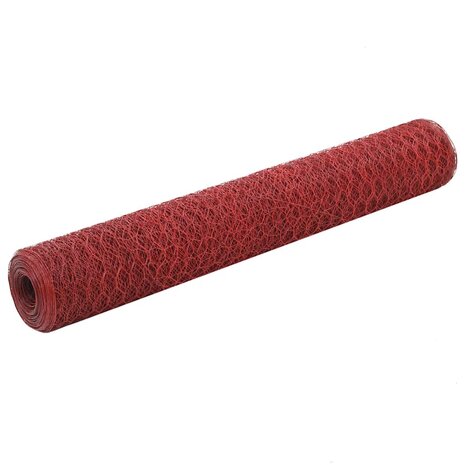 Kippengaas 25x1 m staal met PVC coating rood 1