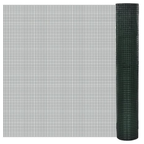 Kippengaas 25x1 m gegalvaniseerd staal met PVC-coating groen 1