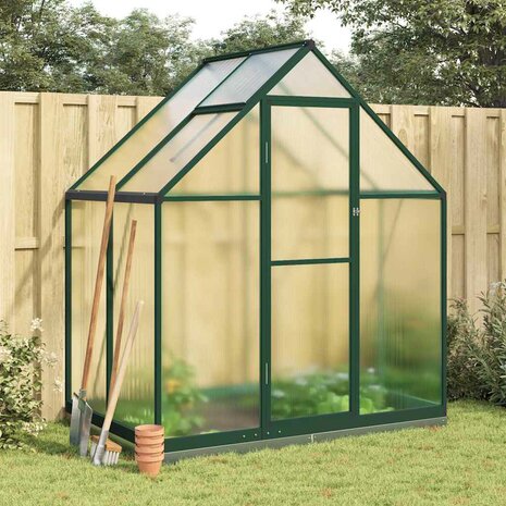 Tuinkas met basisframe 169x114x202 cm aluminium groen 1