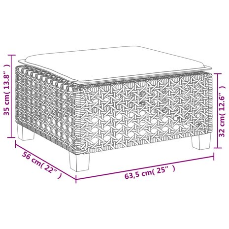 Tuinkruk met kussen 63,5x56x32 cm poly rattan grijs 9