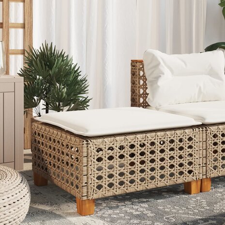 Tuinkruk met kussen 63,5x56x32 cm poly rattan beige 1
