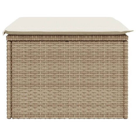 Tuinkruk met kussen 55x55x37 cm poly rattan beige 5