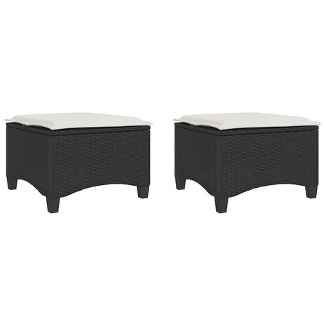 Tuinkrukken met kussens 2 st 55x55x36 cm poly rattan zwart 2