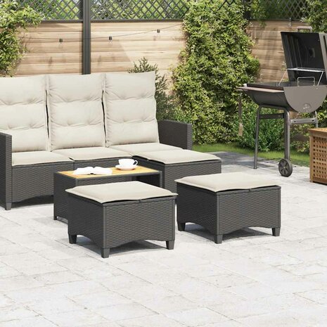 Tuinkrukken met kussens 2 st 55x55x36 cm poly rattan zwart 3