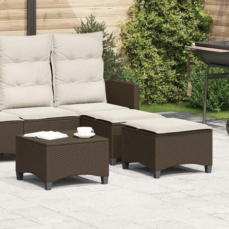 Tuinkrukken met kussens 2 st 55x55x36 cm poly rattan bruin 1