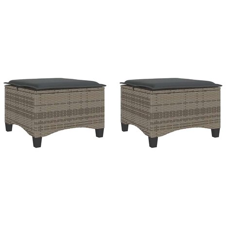 Tuinkrukken met kussens 2 st 55x55x36 cm poly rattan grijs 2